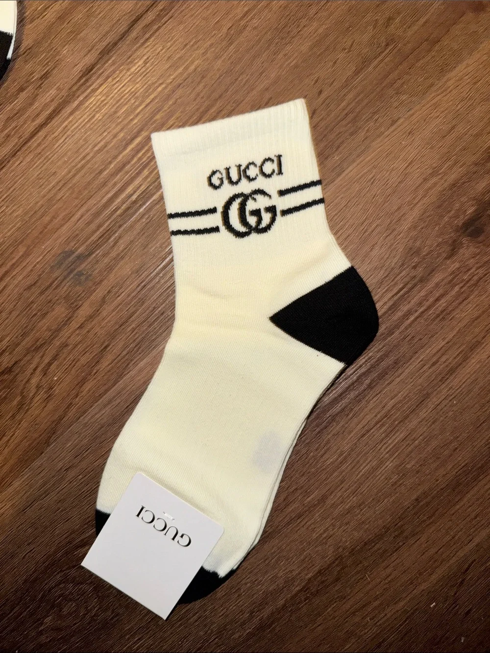 Unbranded NWT GG Logo Crew Socks - Black & Cream